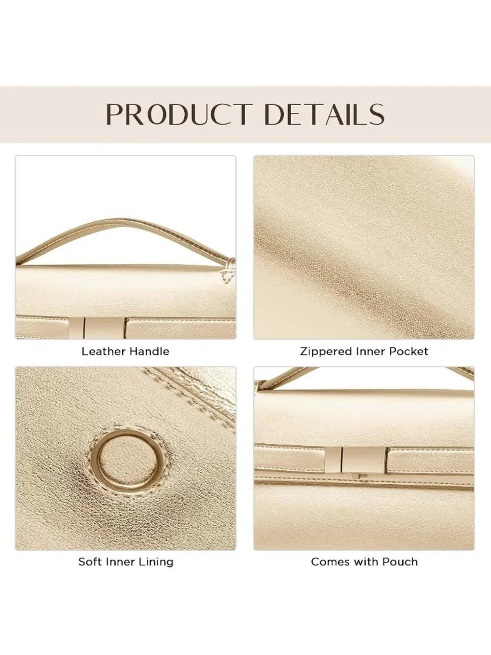 👜Women's Gold PU Leather Top Handle Bag Evening Clutch Purse Party Wedding